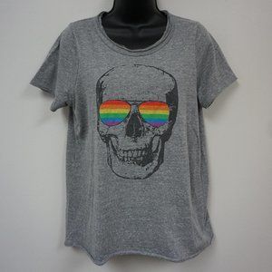 Chaser Brand Skull with rainbow aviator glasses Size M